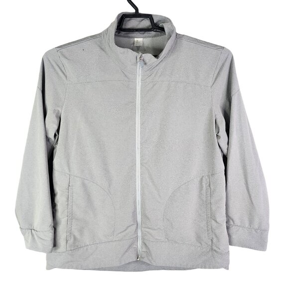 Womens Gray GapFit Jacket Full Zip Long Sleeve Mock Neck Polyester Blend Size XL - Picture 1 of 12